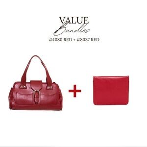 Red Women's Handbag and Wallet Set